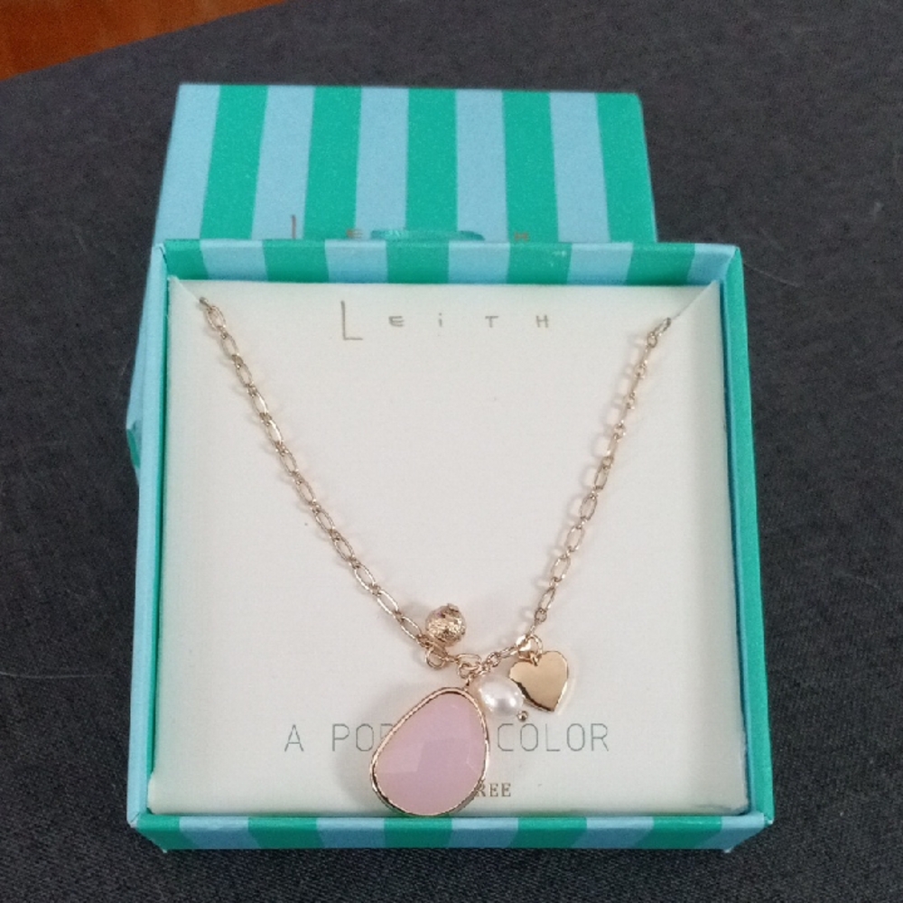 Leith Gold and Pink Charm Necklace